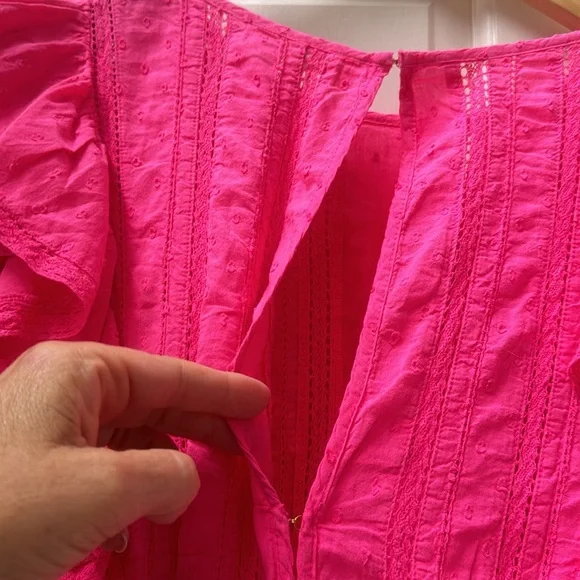 LoveShackFancy Natasha Heritage Mini Dress, Bright Pink, XS, Cotton, wore once - Picture 6 of 9